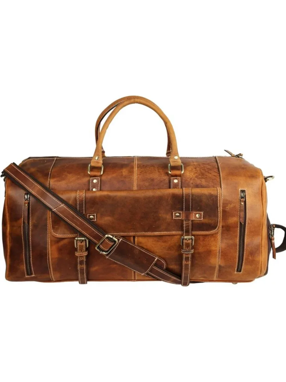 Stylish Leather Duffle Bag for Travel, Gym & Sports - Unisex Holdall Tote